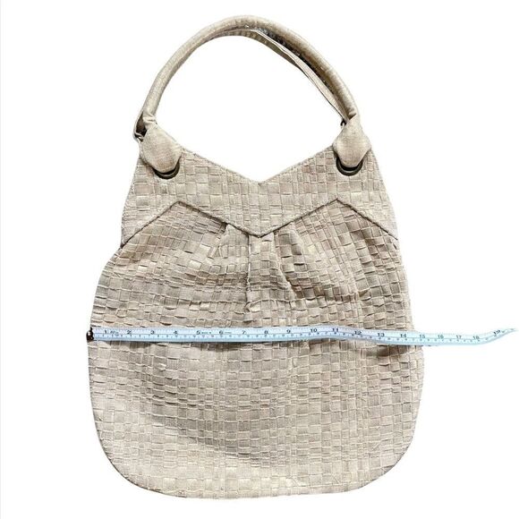 Lauren Merkin Metallic Gold Tan Woven Tote Shoulder Bag - Picture 8 of 13